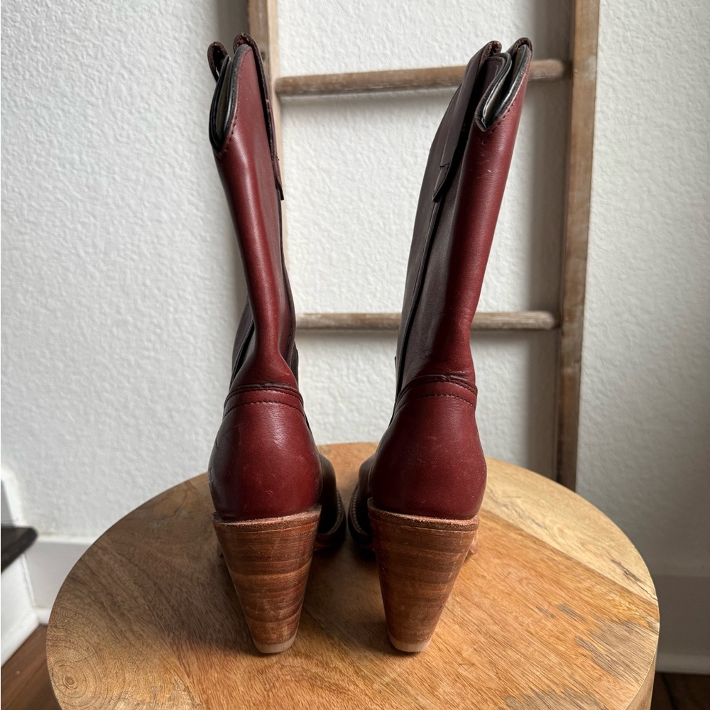 Frye Vintage Mid Calf Cognac Heeled Cowgirl Boots sz: 5B - Picture 6 of 11